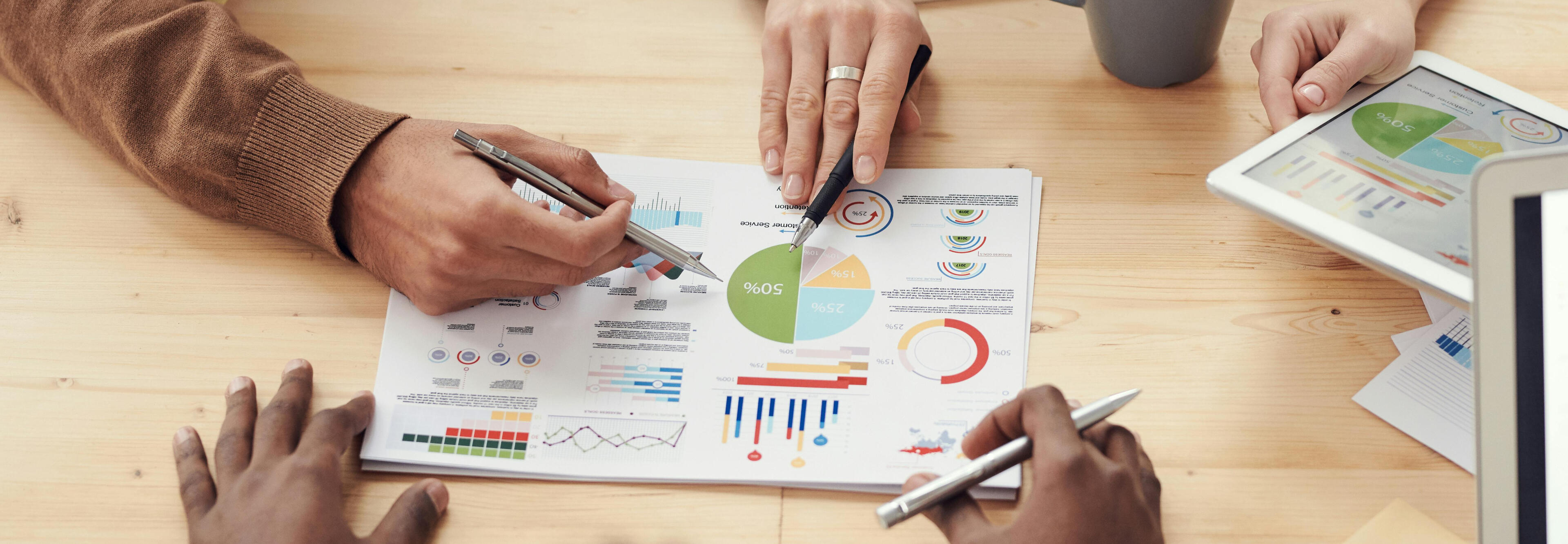 A marketing plan being worked on by a team